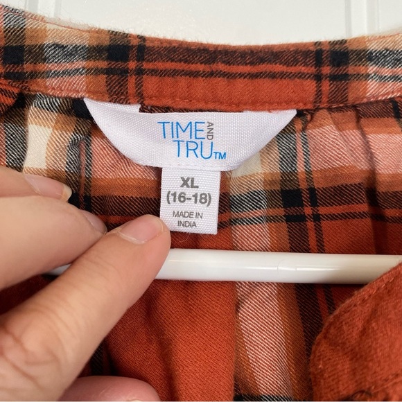 Time and Tru Women's Plaid Cap Sleeve Button-Up Dress Size XL 16-18 - Picture 3 of 6